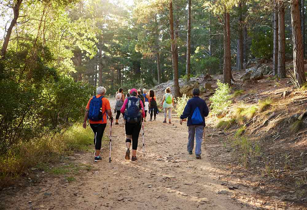 Mental health awareness month activities group hiking